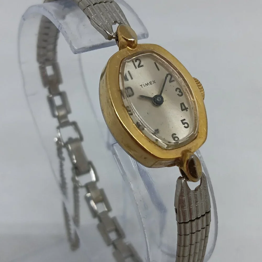 VINTAGE Timex 348 Manual Wind Women's 18mm x 22mm Two Tone Watch